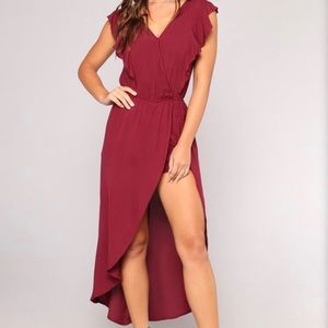 Women’s Burgundy Romper Open back- tie Dress
